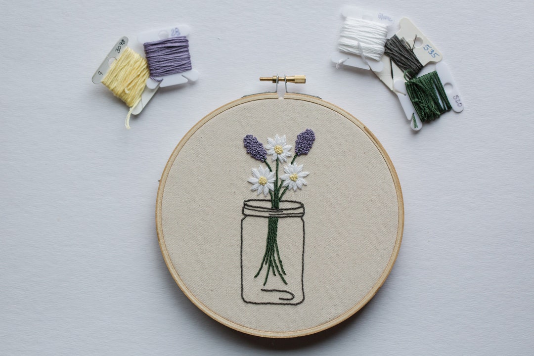 Mason Jar Embroidery Pattern Etsy