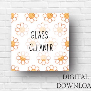 Printable Thieves Cleaning Labels, Flower, Smiley Face, Plain,  Printable Glass Cleaner Label, Digital Download