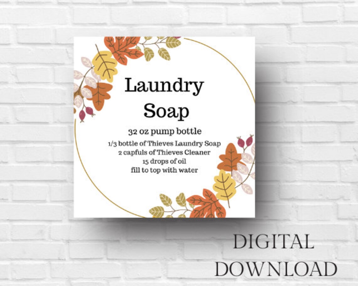 Printable Thieves Cleaning Labels, Fall, Autumn, Printable Laundry Soap ...