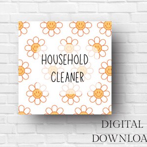 Printable Thieves Cleaning Labels, Printable All Purpose Cleaner Label, Flower, Smiley Face plain, 16oz Spray Bottle Label, Digital Download