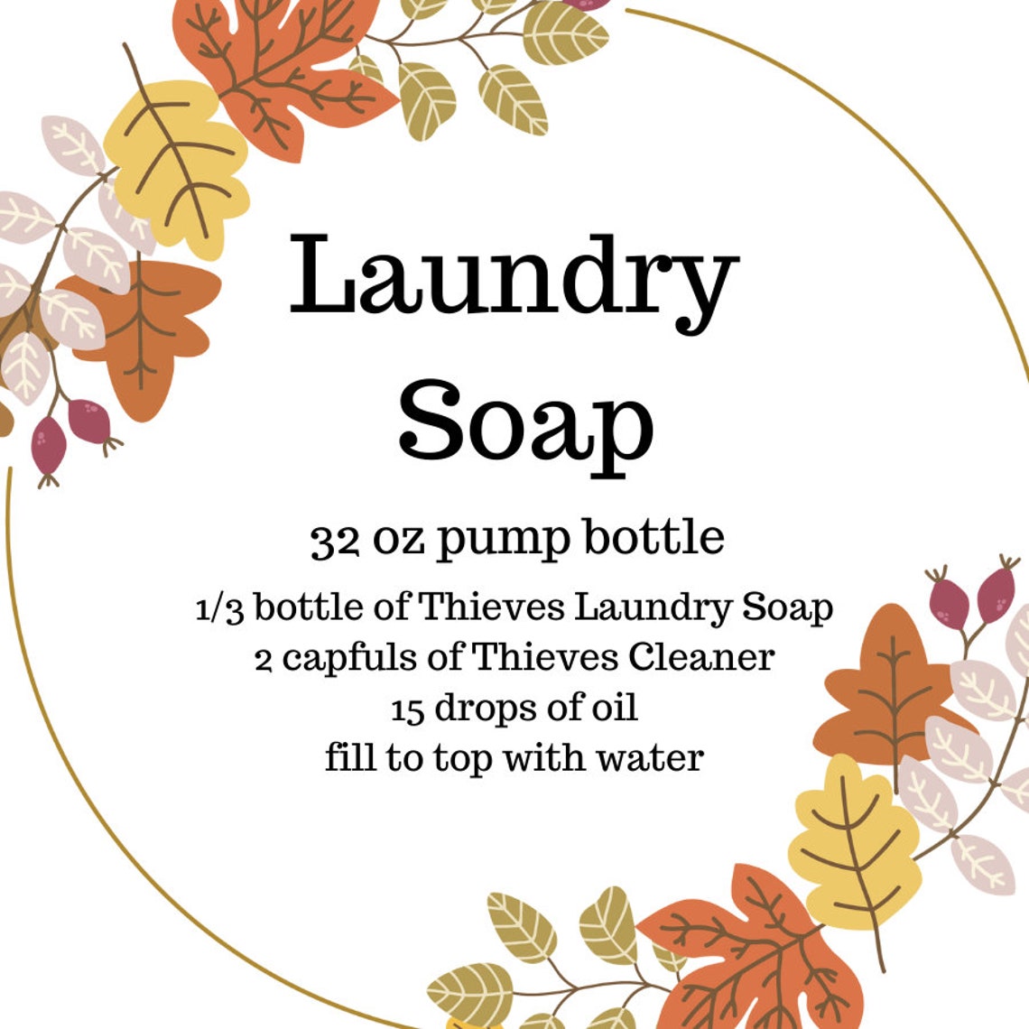 Printable Thieves Cleaning Labels, Fall, Autumn, Printable Laundry Soap ...