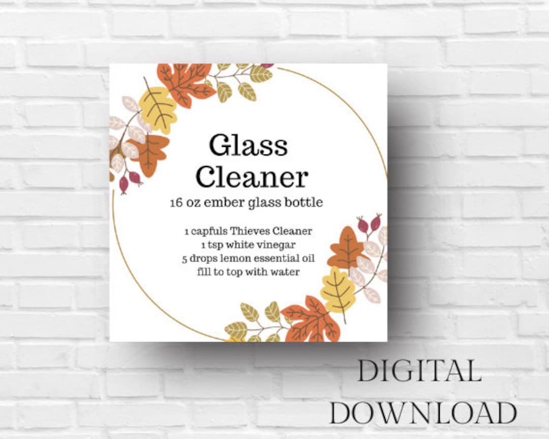 Printable Thieves Cleaning Labels, Fall Leaves, Printable Glass Cleaner ...