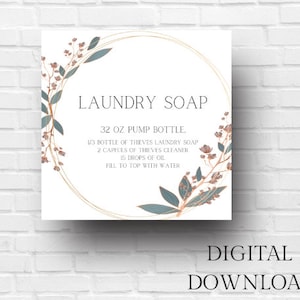 Printable Thieves Cleaning Labels, Printable Laundry Soap Label, Digital Download