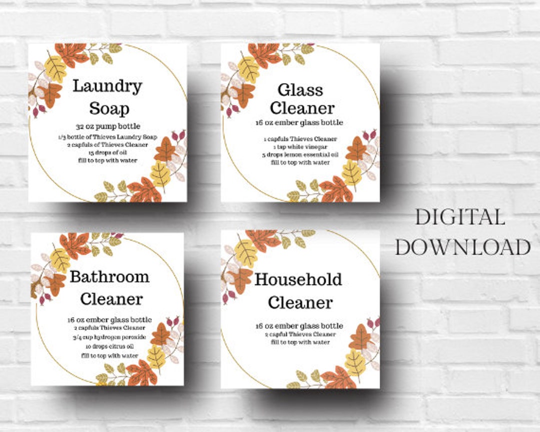 Printable Thieves Cleaning Labels, Fall , Bundle Pack, Printable Cleaner Labels, Digital ...