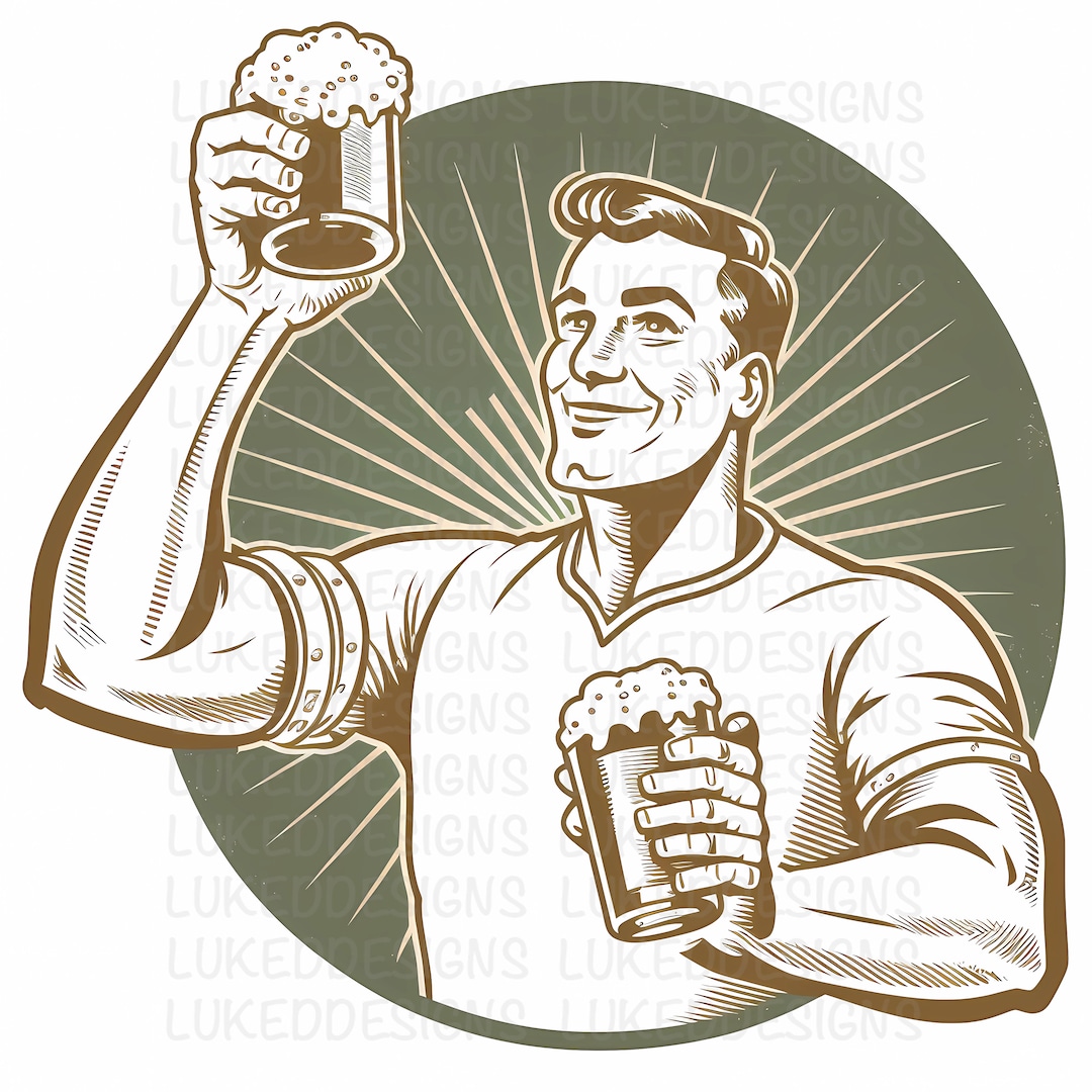 Man Drinking Beer Logo Adult Drink Image fathers Day Dad Beer Etsy
