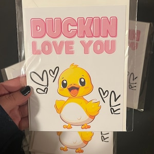 Duckin hou van je, Valentijnsdagkaart, wenskaart voor vriend, verjaardagscadeau voor echtgenoot, jubileumcadeau voor haar, badeendkaart