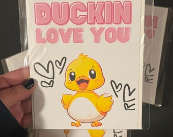 Duckin love you, Valentine's Day card, greeting card for boyfriend, birthday gift for husband, Anniversary gift for her, rubber duck card