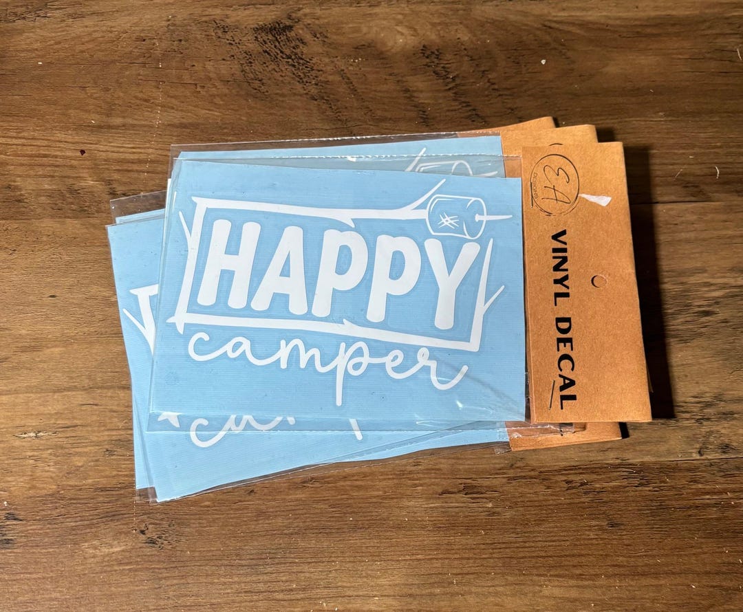 Happy Camper Vinyl Decal | RV Road Trips | Camping Gifts - Etsy