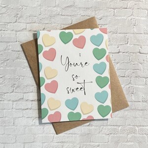 Cartão de saudação de coração de doce para o dia dos namorados, corações de conversação para amigos, coração de doce para crianças dia dos namorados, presente para namorado e namorada