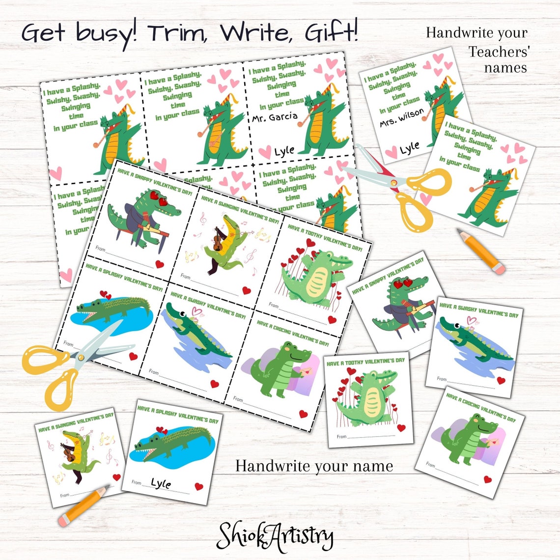 Printable Crocodile Valentine Cards, Classroom Valentine Cards for Kids ...