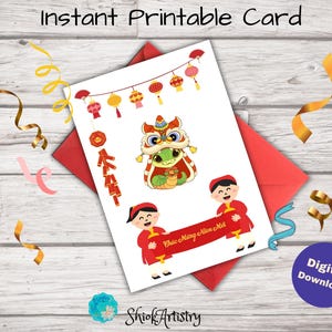 Cartão de felicitações para impressão do Ano Novo Lunar Vietnamita Downloads instantâneos 2025 Ano da Serpente Desenhos do zodíaco Tet Ano Novo Downloads digitais