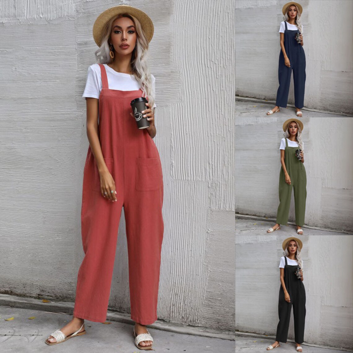 Linen Cotton Jumpsuit Overalls for Women Stylish Overalls Etsy
