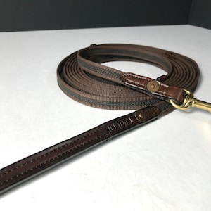 The Original RuffGrip® Long Line dog leash for Puppy Training or Small dogs - 15&#39; x 1/2&quot; Sm Swivel Brass Clip. BRN/BLK