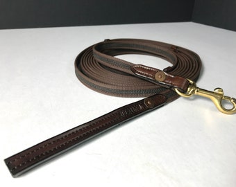 The Original RuffGrip® Long Line dog leash for Puppy Training or Small dogs - 15' x 1/2" Sm Swivel Brass Clip. BRN/BLK