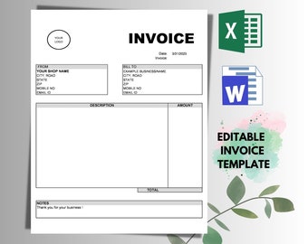 Invoice Template Excel, Microsoft Word Invoice Template, Invoice Excel, Microsoft WORD and EXCEL