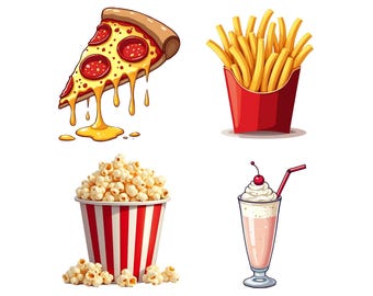 Junk Food Clipart Bundle: Fast Food PNG Grafiken (kommerzielle Nutzung)