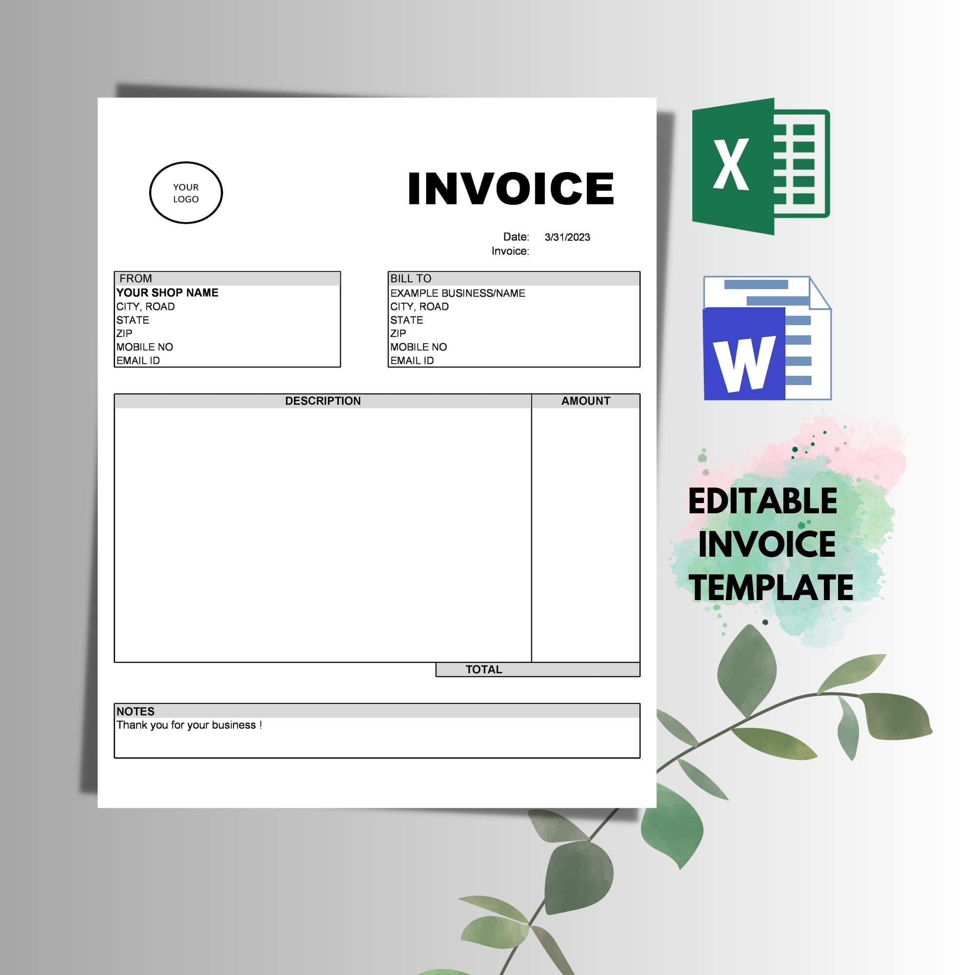 Invoice Template Excel, Microsoft Word Invoice Template, Invoice Excel