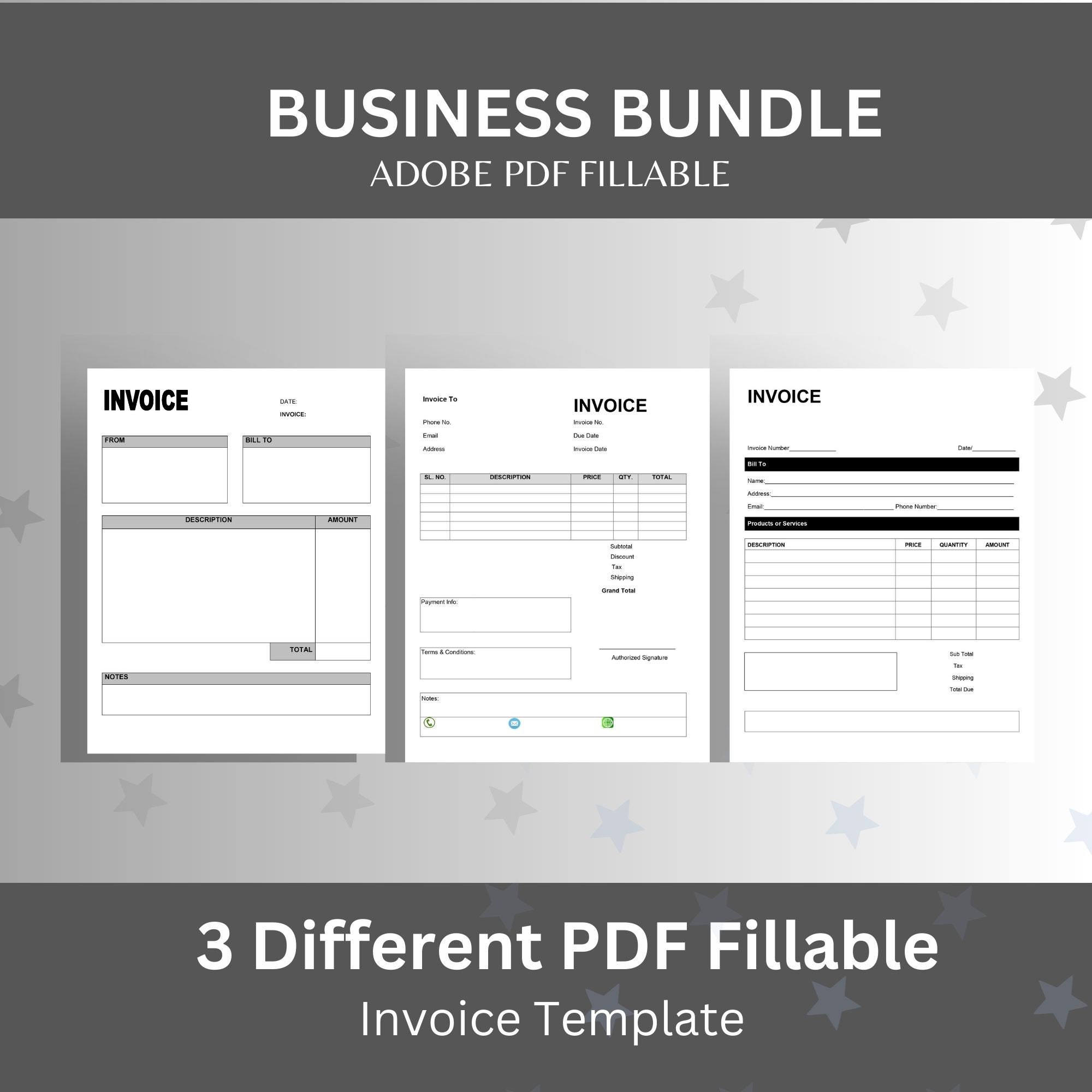 Invoice Template Bundle: Editable Business Forms (PDF & Word) - Etsy