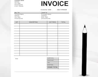 Editable Invoice Template: Small Business, MS Word & PDF (A4/US Letter) (Digital Download