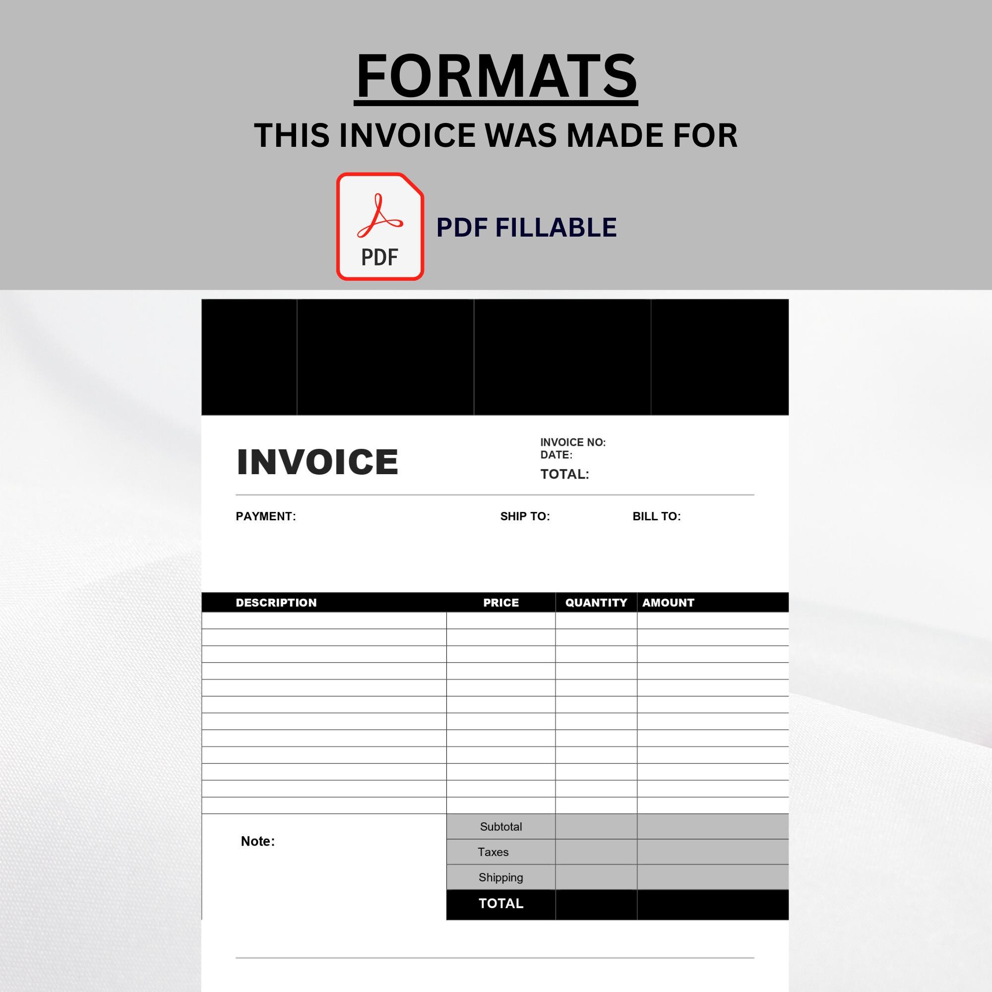 Editable Invoice Template: Small Business Form (microsoft Word & PDF ...