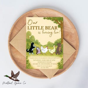 Modèle d'invitation d'anniversaire inspiré du petit ours