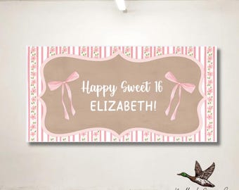 Love Shack Fancy Bow Inspired Hand Painted Banner Digital Template