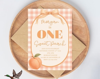 One Sweet Peach Birthday Invitation