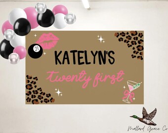 Plantillas digitales de pancartas pintadas a mano para el 21.º cumpleaños