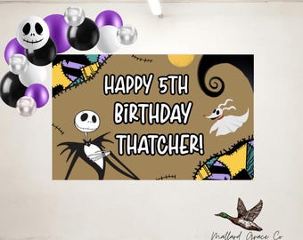 Plantillas digitales de pancartas pintadas a mano inspiradas en Jack Skellington