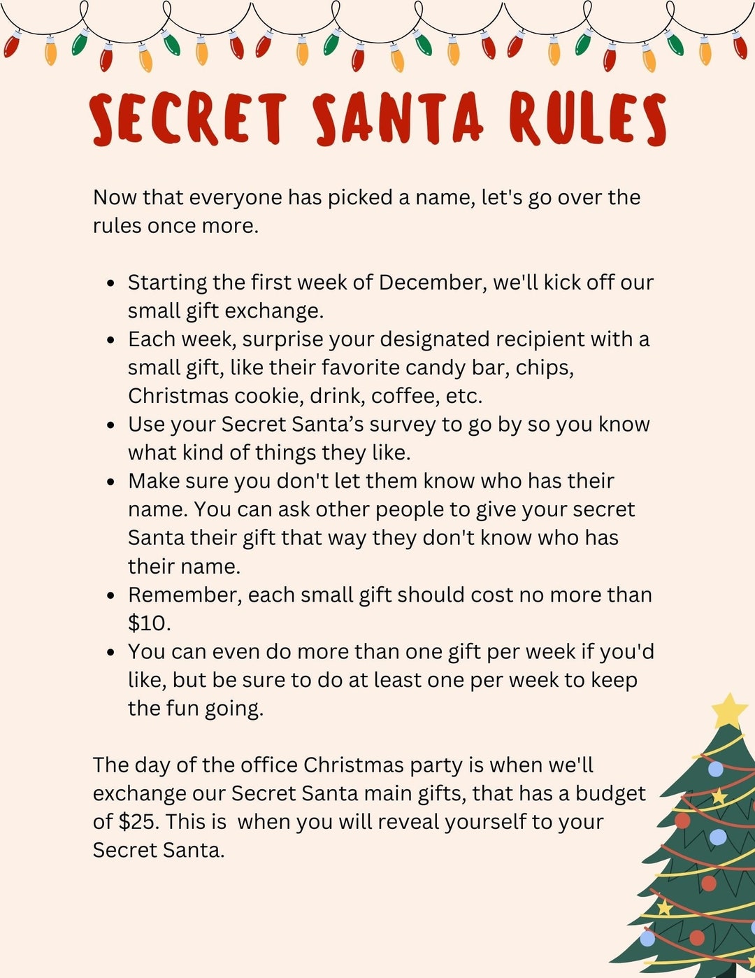 Secret Santa Rules & Survey Etsy