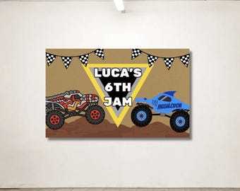Monster Truck Inspired Hand Painted Banner Digital Templates