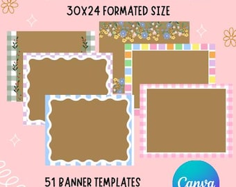 Hand Painted Banner Border Square Digital Templates