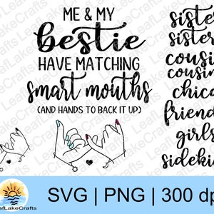 Abbinare bocche e mani intelligenti per sostenerlo con una promessa mignolo SVG, PNG Design per regali con amici, cugini, sorelle, aiutante, Chica