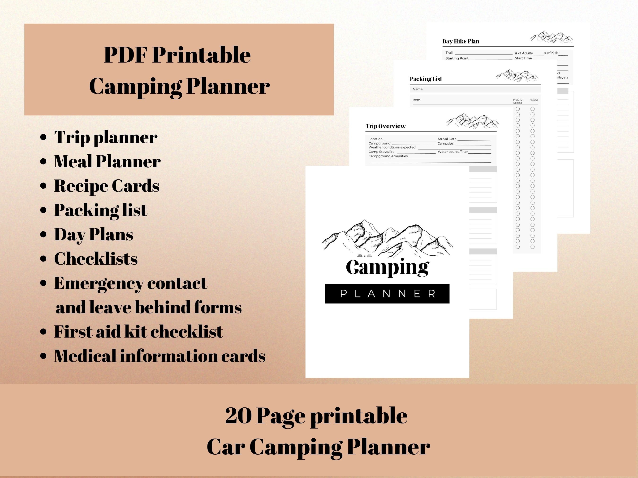 Camping Journal and Checklist Camping Packing Checklist Printable ...