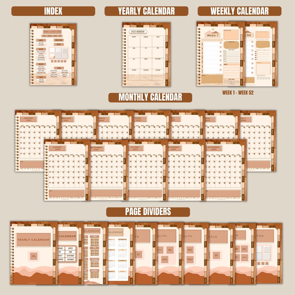 2023 Digital Planner 2023 Portrait Planner 2023 Planner 2023 Dated