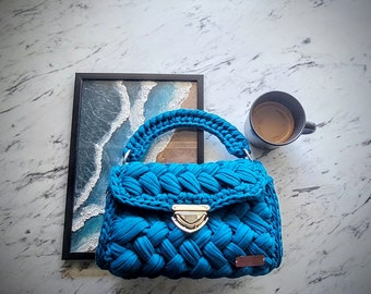 Fashion bag | Party bag| Everywhere bag | Crochet bag| Blue bag | Tote bag | Knitted bag | Crossbody bag | Petrol bag | Shoulder bag