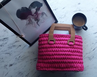 Fashion bag | Party bag| Everywhere bag | Crochet bag| Magenta pink bag | Stylish bag | Luxury bag | Knitted bag | Tote bag