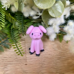 Pink pig figurine - polymer clay figurine
