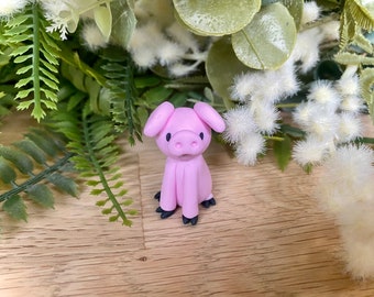 Pink pig figurine - polymer clay figurine