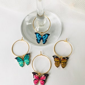 Butterfly's - 4 Pretty Butterfly Wine Glass Charms - Set of 4 Wine ...