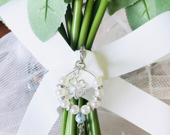 Entwined Hearts, Something Blue Wedding Bouquet Charm.  Bride to be Gift - Wedding Charm