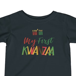 Mi primera camiseta Kwanzaa Infant Fine Jersey, Mi primera camisa Kwanzaa para bebés, Regalo Kwanzaa, Regalo para bebés, Celebre a los bebés primero Kwanzaa con estilo