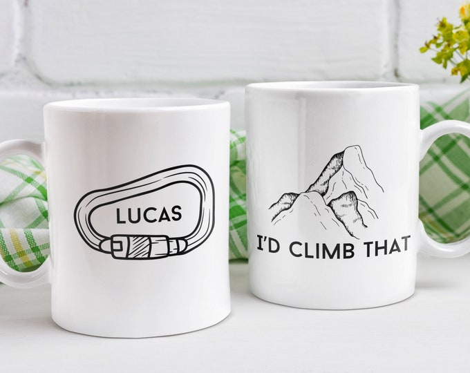 Personalized Rock Climbing Mug, Gift for Rock Climber, Custom Name on Mug, I'd Climb that, Rock Climber gift, Christmas Gift, Birthday gift
