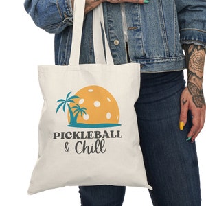 Pickleball Tote Bag, Pickleball and Chill,  Pickleball Gift, Mothers Day gift, Environmentally friendly bag, Reusable, Gift Bag, Cute Tote