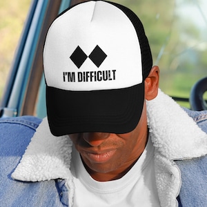 Ski Trucker Caps, Ski Symbols, I&#39;m Difficult, Double Black Diamond, Skiing hat, Apres ski, Gift for Skier, Funny Trucker Hat, Christmas Gift