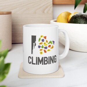 Rock Climbing Ceramic Mug 11oz, I love Rock Climbing mug, Gift for Rock Climbers, Rock Climber Gift, Christmas Gift, Birthday Gift, Coffee