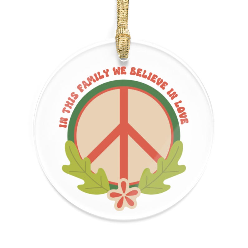Peace and Love Christmas Ornament, Secular Holiday Ornament, in This