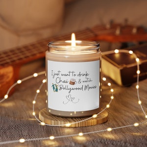 Regalo amante de la película de Bollywood, Vela perfumada, 9 oz, Vela de Bollywood, Regalo navideño, Diwali, Baile de Bollywood, Amor Chai, Regalo único, Cera de soja