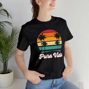 Pura Vida Unisex Jersey Short Sleeve Tee, Costa Rica T-shirt, Pura Vida vibes, Beach shirt, Pure life, Vacation t-shirt, Sunset tee,