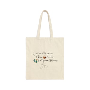 Bollywood Cotton Canvas Tote Bag, Bollywood minnaar cadeau, Bollywood Dansen, Bollywood Films, Vakantiecadeau, Verjaardagscadeau, Unieke tas,
